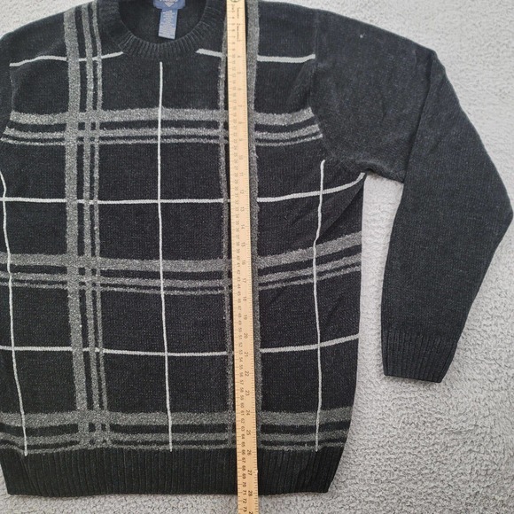 Dockers Sweater Mens Large Black Plaid wool Vintage Long Sleeve Grandpacore - Picture 11 of 12